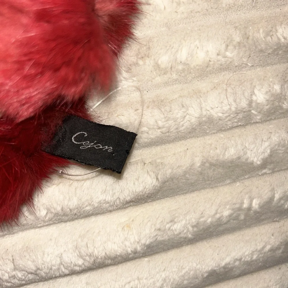 CEJON GENUINE RABBIT FUR POM POM Red 60